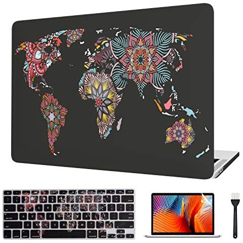 VAESIDA MacBook Air 13 inch Case, Hard Shell Cover & Keyboard Cover & Screen Guard ONLY for Mac Air 13 (2018-2020 Release) (New Version Retina Display & Touch ID Model A1932/A2179 (Mandala World Map) Cover