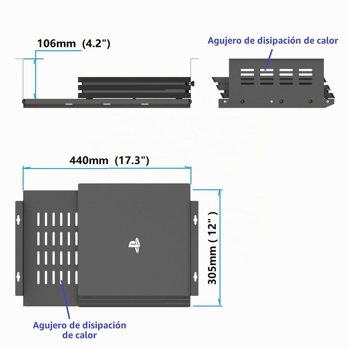 Soporte de computadora Debajo del Escritorio para computadoras y PC de Factor de Forma pequeño, Producto Que Utiliza Espacio de 43.9 cm x 10.2 cm de Alto x 30.5 cm de Profundidad