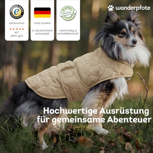 Wanderpfote Hundemantel – Steppjacke Hundejacke Stilvoll und Elegant – Hundemantel Wasserdicht – optimal für kleine und mittelgroße Hunde (Beige, S)