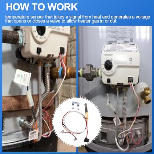 Catilon Minivolt Thermopile for Water Heater, Minivolt Thermopile Replacement Part Compatible with Reliance, Whirlpool, AO Smith, Kenmore Water Heater Replace# 100112330 9007876 9007877 300 301 Series