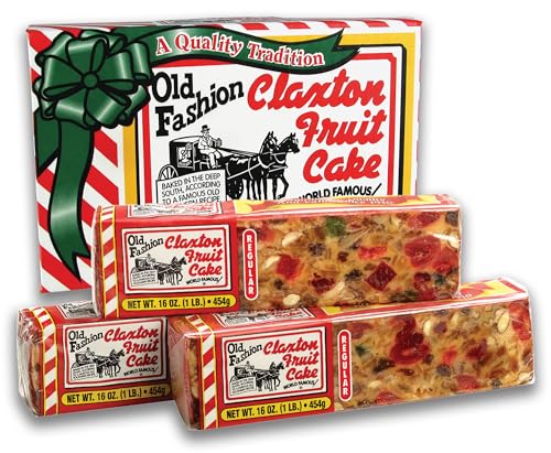 Claxton Fruit Cake – 3-1 Lb. Regular Recipe | Old Fashioned Holiday Fruitcake Packed in our Traditional Claxton Carton | Famous For Quality And Value For Over 115 Years | 3-Pack