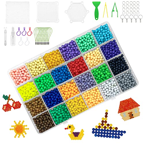 Kit de Perles de Fusible d'eau pour enfants, 24 Couleurs 2400 Perles Magique DIY l'eau Collante Perles, Perles d'eau Magiques Jouets Éducatifs pour Enfants Cover