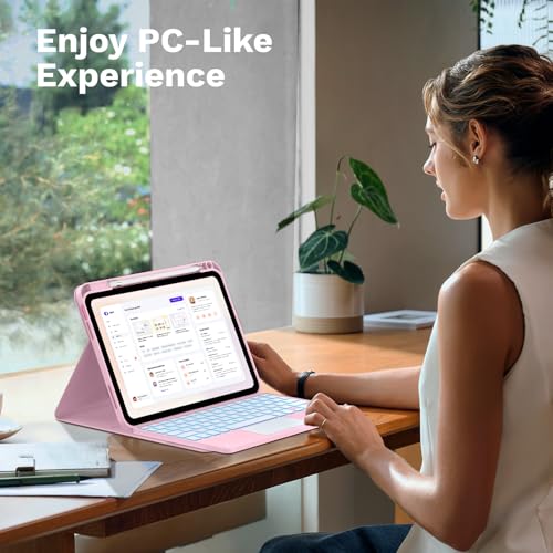 MoKo Touchpad Hülle mit Tastatur für iPad (A16) 11/10 Generation, Rosa – Ansicht 8