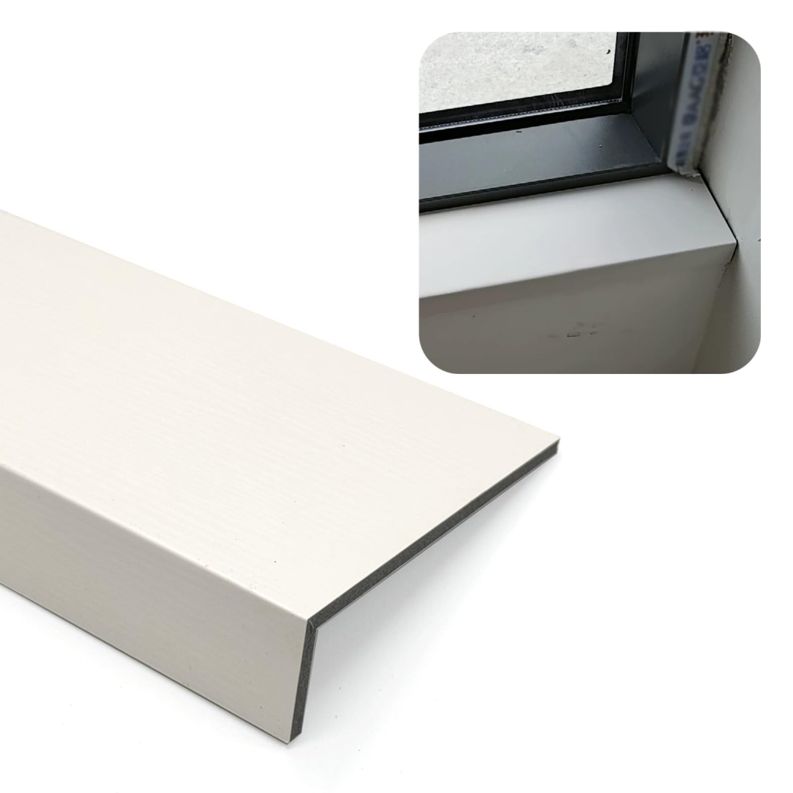 Davanzale per Finestra Copertura Bianca del Davanzale della Finestra, Piastra Protettiva per Bovindo Impiallacciata con Venature del Legno, Rivestimento Decorativo del Davanzale della Finestra(120x20c