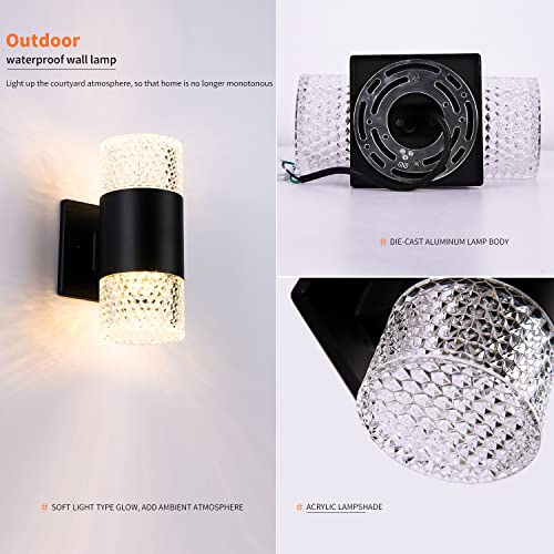 Led Outdoor Porch Wall Lights, Outdoor Wall Lights Round Up And Down 3000K Warm White,Modern Outdoor Wall Sconce,Wall Mount Outside Lights For House Porch Patio Garage Front Door #TOP2