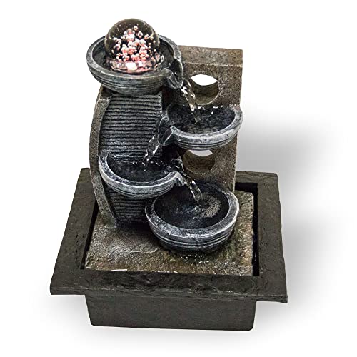 Zimmerbrunnen mit Stufen | LED-Beleuchtung | Tischbrunnen mit...
