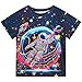 Zypynith Astronaut Neon Shirts for Boys 5-14 Years, Crew Neck 3D Short Sleeve Fashion T-Shirts for Kids Graphic Tees