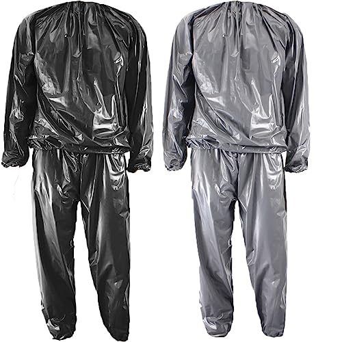 SptShapr Heavy Duty Sauna Suit Men Women Weight Loss Exercise Slim Gym Fitness Workout Anti-Rip PVC Sweat Sauna Suit (Black XL)
