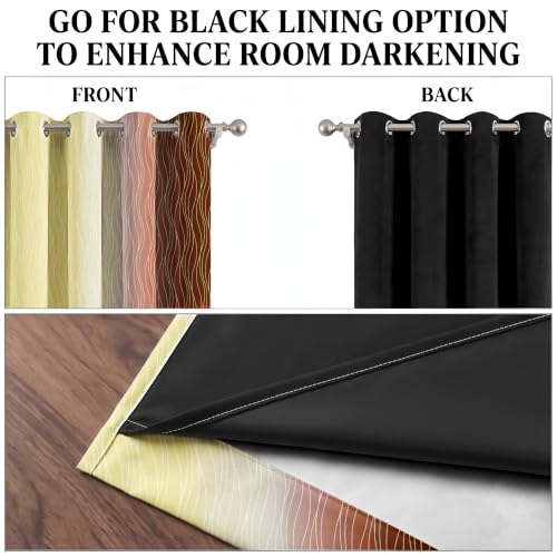 Image of Ultimate Trends Ombre Blackout Curtains for Bedroom Room Darkening Curtains for Living Room,Energy Saving,Thermal Insulated Grommet Window Drapes, Yellow and Brown, 5 FEET,2 Panels