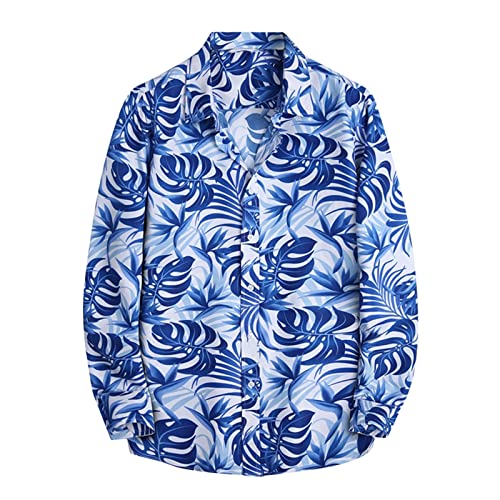 Camisa Hombre Manga Larga Vestir Hombres Otoño Invierno Un Solo Pecho Casual Solapa Estampado Completo Playa Manga Larga Vacaciones al...