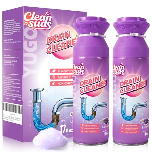 Yugou Foaming Sink Drain Cleaner Deodorizer& Clog Remover (Lavender 2pcs)