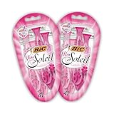 BIC Miss Soleil Razors Women - Flower Handle Style - Triple Blade Stainless Steel Lady Shaver - Pack of 8
