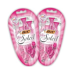 BIC Miss Soleil Razors Women - Flower Handle Style - Triple Blade Stainless Steel Lady Shaver - Pack of 8