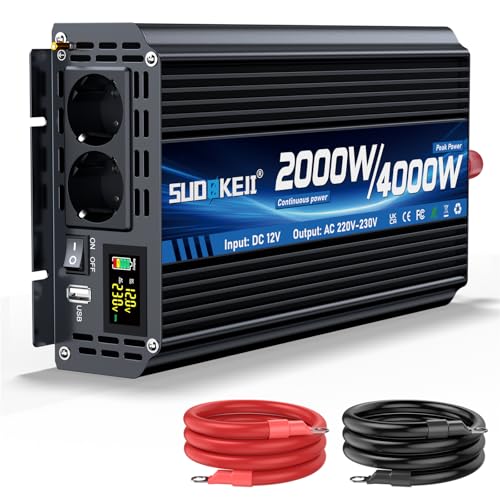 Onduleur 12V 230V 2000W convertisseur de tension sinus modifié pour voiture