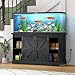 OtterOasis 55-75 Gallon Fish Tank Stand with Sliding Barn Doors & Power Outlet, Heavy Duty Aquarium Stand with Cabinet Storage for Fish Tank, Turtle Tank, Reptile Terrarium, 1000LBS Capacity, Black