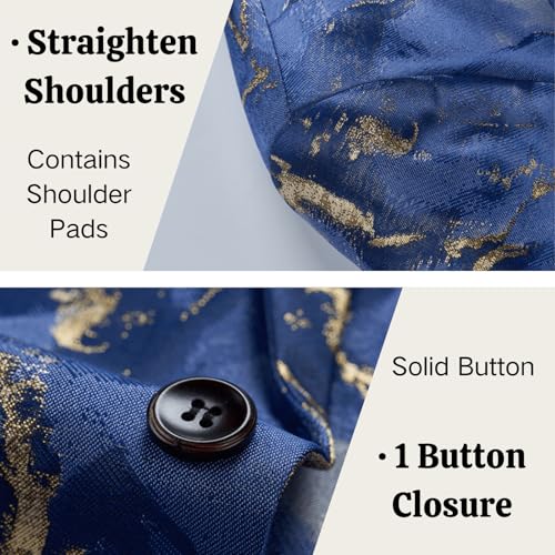 UNINUKOO Mens Floral Blazer Jacket Slim Fit Paisley Tuxedo Suit Party Dress Wedding Sport Coat for Men Men US Size 38 Blue4