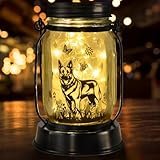 German Shepherd Gifts for Women/Men, German Shepherd Solar Lanterns Dog Mom Birthday, Dog Lovers Lantern, Pet loss Pet Memorial Lights, Solar Garden Decoration Outside for Yard, Patio,Backyard,Porch