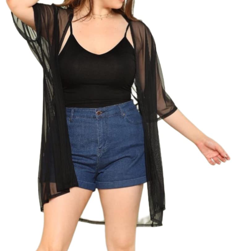 janak 'n' masaaya Mid Length Black Net Shrug 510-30 inches-picture-23