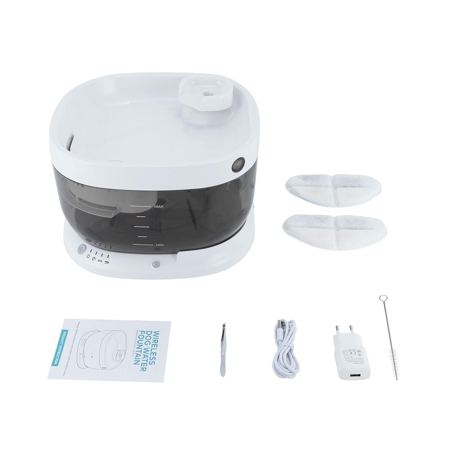 Fuente de agua para gatos, 7 L, 30 dB, extremadamente silenciosa, dispensador de agua con cable, higiénico y fácil de limpiar, para varias mascotas, color blanco