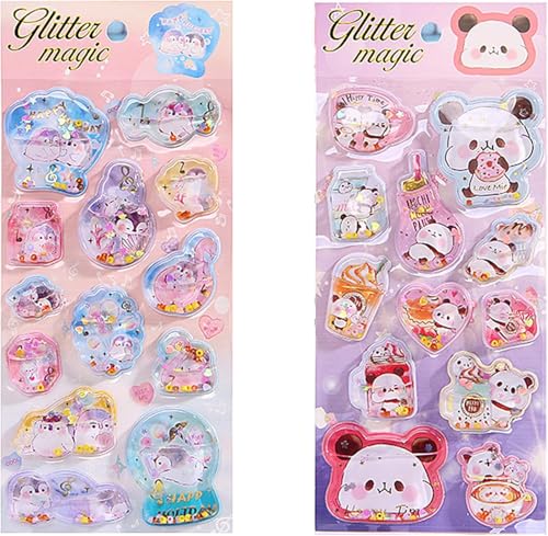 ウォーターシール ぷくぷくシール 3D 立体 2 枚入り 精巧な柄 手帳用装飾 DIY クリエイティブ ファッション 個性的 かわいい ギフトのサムネイル