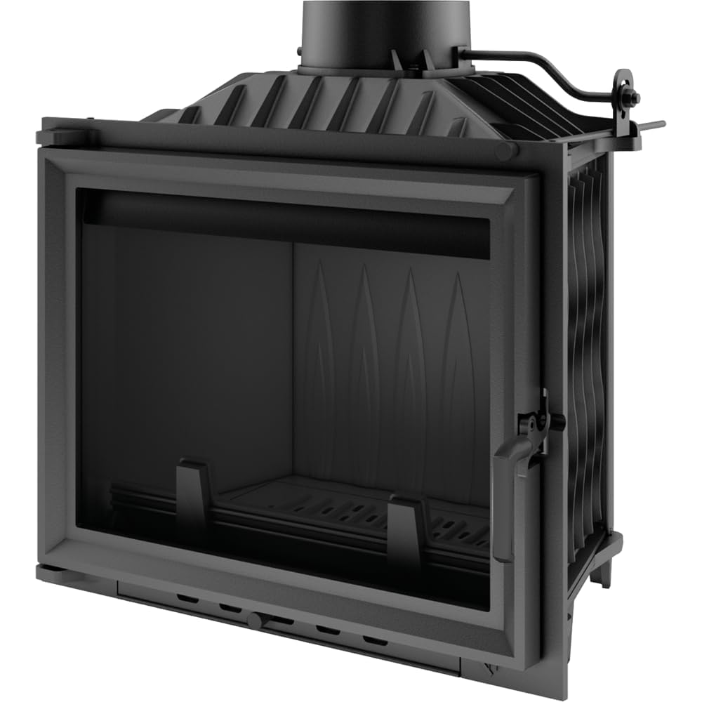 KRATKI ANTEK Camino a legna in ghisa 10kW Ø 180 - stufa a legna Classe energetica A - ECODESIGN, Efficienza termica 76% - Gamma di potenza 4,5-13kW - cestino della cenere & regolazione dell’aria