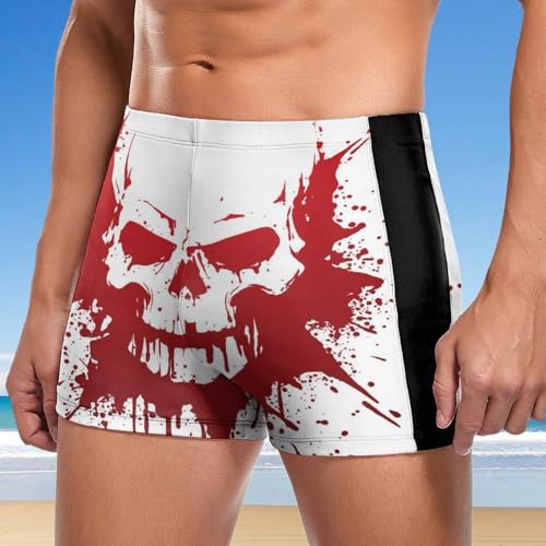 Swim briefs homme imprimé crâne rouge avec cordon de serrage ajustable