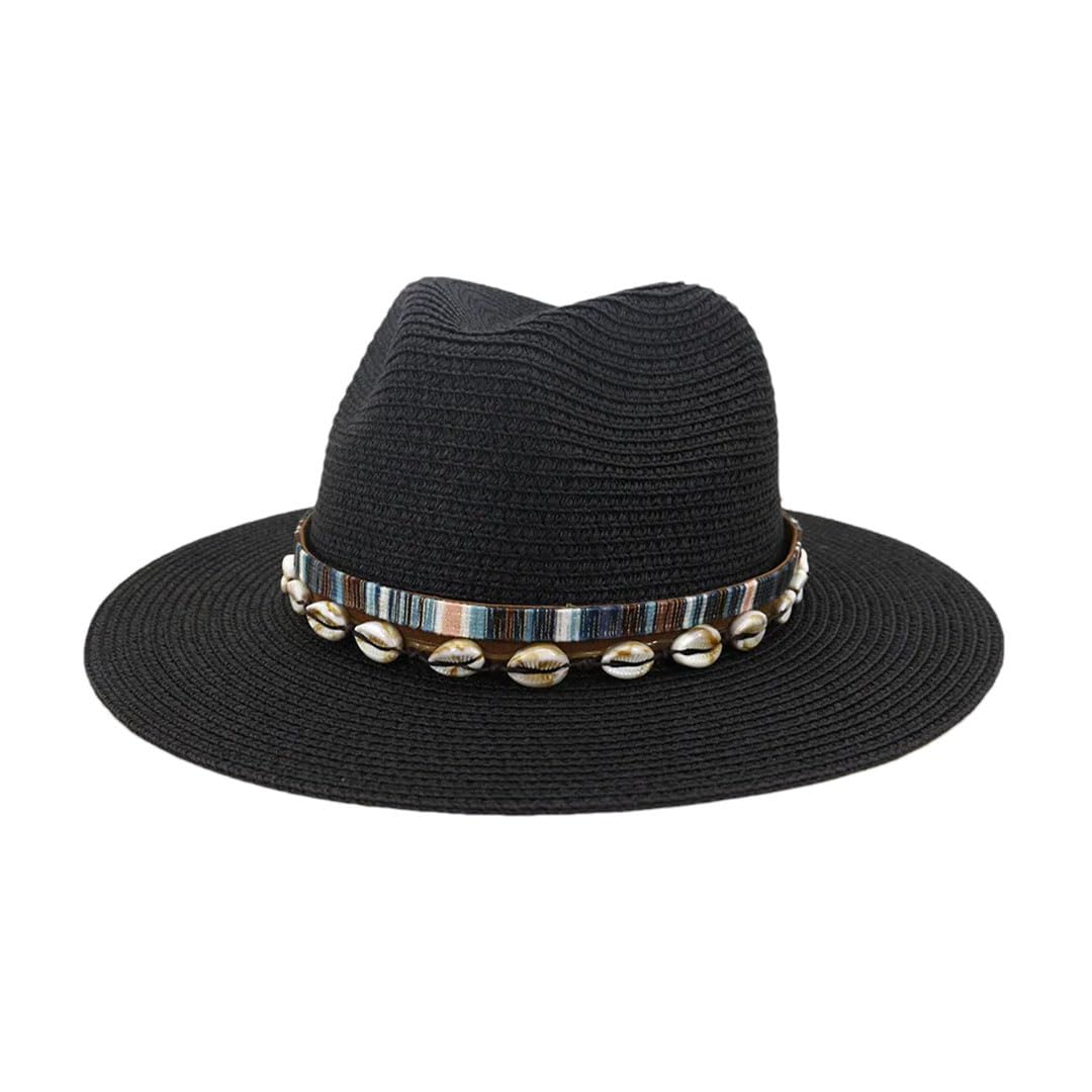 Cappello da donna con protezione solare per spiaggia, vacanze, decorazione all'aperto, Nero , 6 3/8-6 5/8