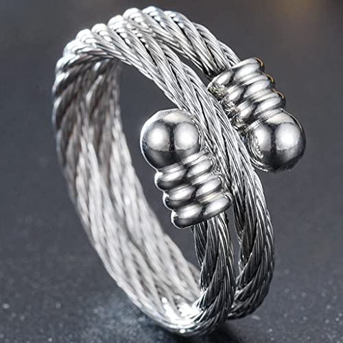 Jude Jewelers Stainless Steel Cable Wire Wrap Styel Adjustable Size Cocktail Party Valentines Statement Ring2