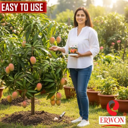 Image of Erwon Mango GROWTH MIRACLE Fertilizer, Fast Action Organic Granules for rapid Growth and Heavy Flowering and Bigger Fruits. (400 gm)