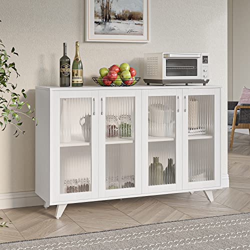 Panana Kitchen Buffet Server Table Accent Sideboard Cupboard Server Buffet Console Table With Doors Cabinet (49Inch, White) #TOP1