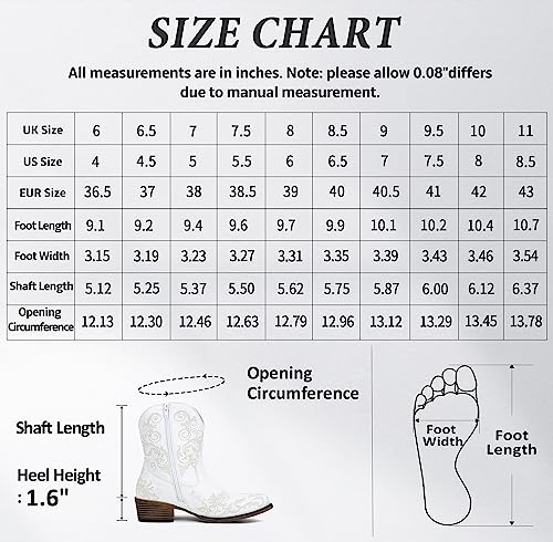 Jeossy Women's 9805 Cowboy Boots White, Western Booties Cowgirl Ankle Boots Square Toe For Women With Zipper Size 10(Djy9805 White 10) #TOP2