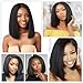 HANNE Kinky Straight Wig for Black Women Short Bob Kinky Wigs 12 Inch Yaki Wigs Ready Wear and Go Kinky Straight Synthetic Wig (1B#)