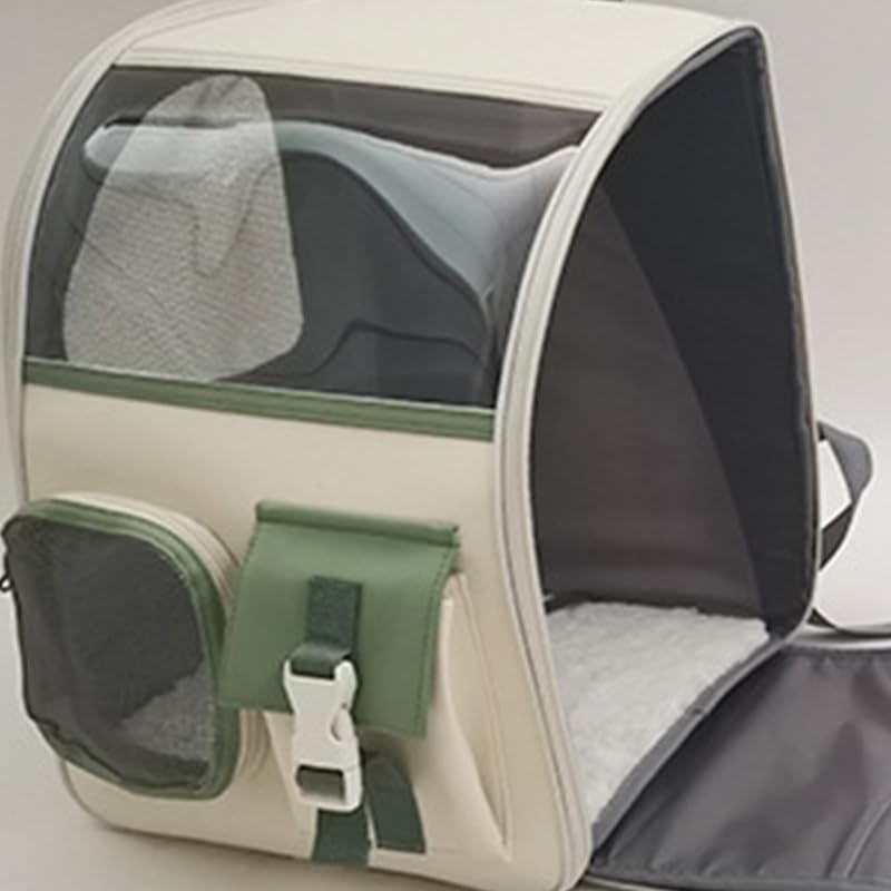 Zaino per Animali Domestici con Grande capacità e Rete Traspirante per Avventure All'aria Aperta 39x32x24 Cm (Verde Bianco)