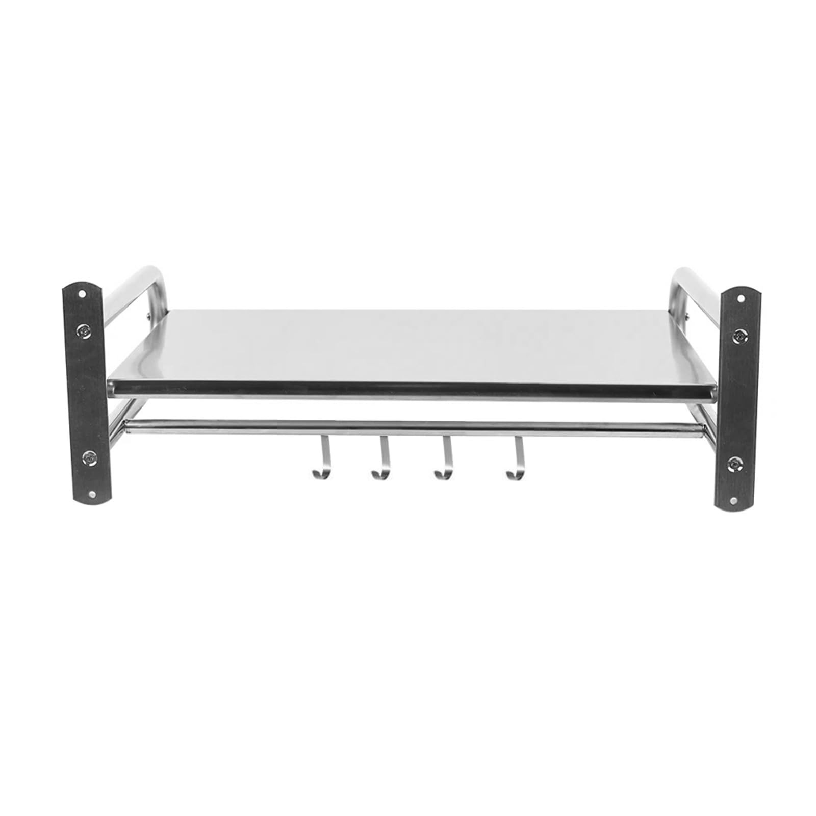 TWSOUL Mensola per microonde, montaggio a parete, con 4 ganci, in acciaio inox, per forno, microonde, spezie, stoviglie da cucina