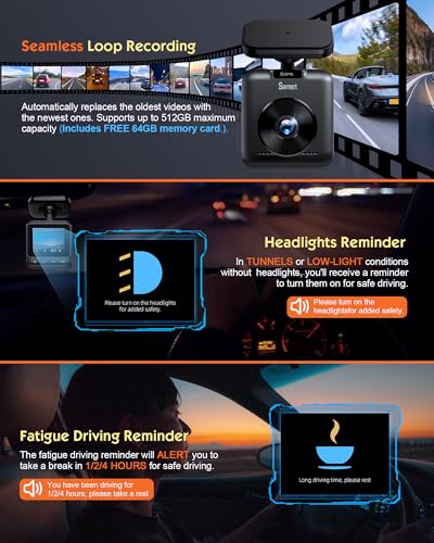 Sarmert C2 4K Dual Dash Cam Front and Rear - Built-in GPS and 5G WiFi, Free 64GB Card Included, 4K UHD Dash Camera for Cars, Night Vision, WDR, Loop Recording, App Control, 24H Parking Mode - Image 10