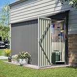 YOPTO 4x8 FT Lean to Metal Shed,Outdoor Storage Shed W/Floor Frame & Reversible Installation,All Weather Waterproof Garden Tool House W/Lockable Door & 2 Air Vents,for Backyard,Patio,Lawn,Gray