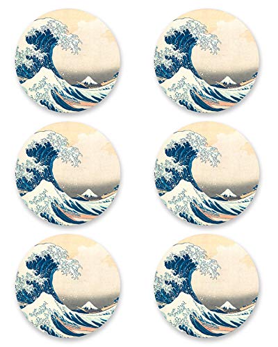 Panorama Paquet de 12 Sous Verres en Vinyle Hokusai 10x10cm