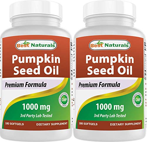 Best Naturals Pumpkin Seed Oil Capsules, 1000 mg, 180 Count (Pack of 2)