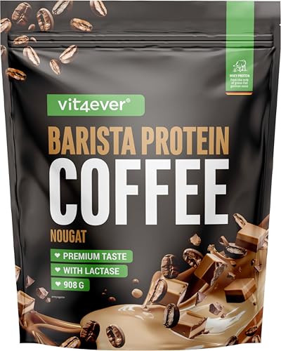 Barista Protein Coffee: café cremoso con proteínas, con hasta 20 g de proteína por ración, con café auténtico y cafeína, bajo en azúcar y grasa (908 g, Turrón).