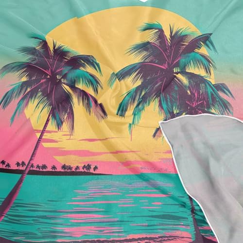 Square Scarf Sunset Beach Palm Tree Silk Feeling Bandanas Head Scarfs Hair Wraping Neckerchief for Women 23.6 Inch4