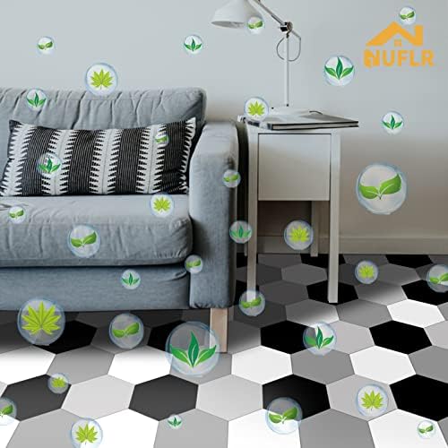 Peel and Stick Floor Tile Vinyl Flooring Self Adhesive Stick on Floor Tiles for Kitchen Living Room Bathroom Waterproof Side Length 11CM 10pcs Black