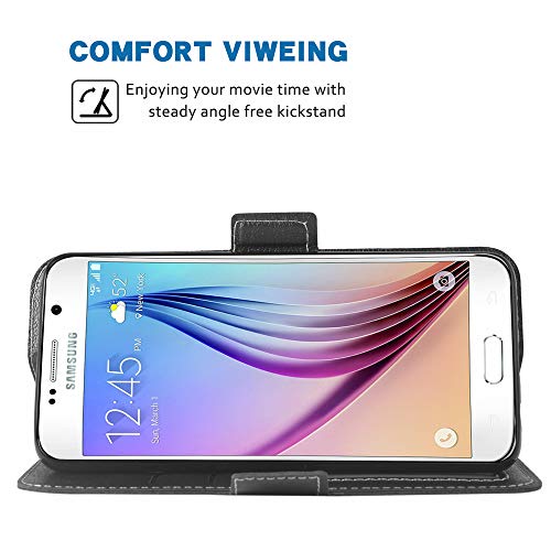 Phone Case For Samsung Galaxy S6 Folio Flip Wallet Case,Pu Leather Credit Card Holder Slots Heavy Duty Full Body Protection Kickstand Protective Phone Cover For Glaxay 6S S 6 Gs6 Cases Black #TOP2