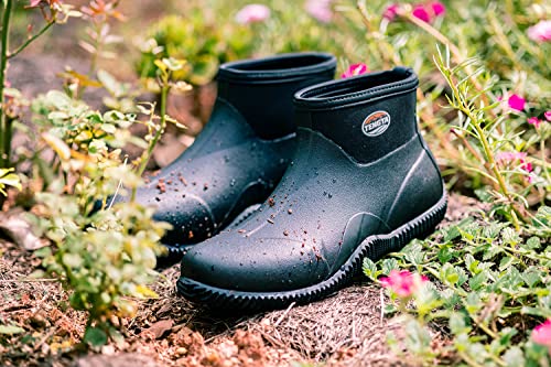 Image of TENGTA Men's Waterproof Rain Boots, Ankle Height Garden Mud Shoes, Outdoor Insulated Neoprene Rubber Boots for Gardening Camping and Yard Working