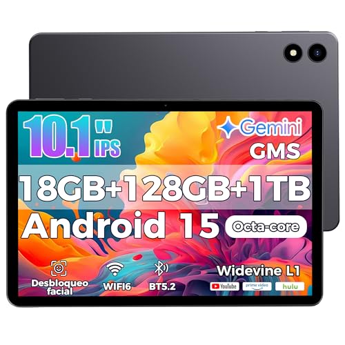 RebotAi 2026 último Tablet 10 Pulgadas Android 15 con Gemini AI, 18GB RAM + 128GB ROM (TF 1TB), Octa-Core 2.0GHZ, GMS, Widevine L1, OTG,5G WiFi 6 & BT 5.0,Tableta con lápiz óptico