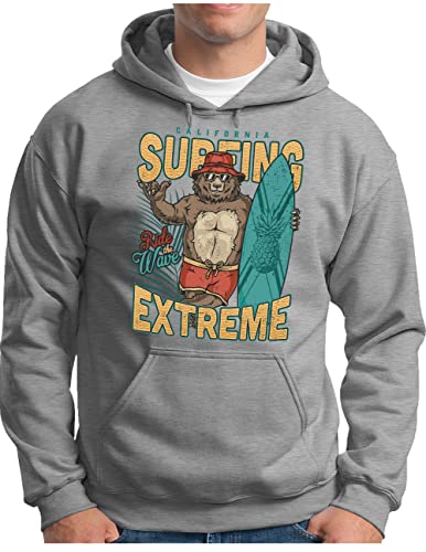 Sweat à capuche Homme OM3 Cali Bear Gris XL