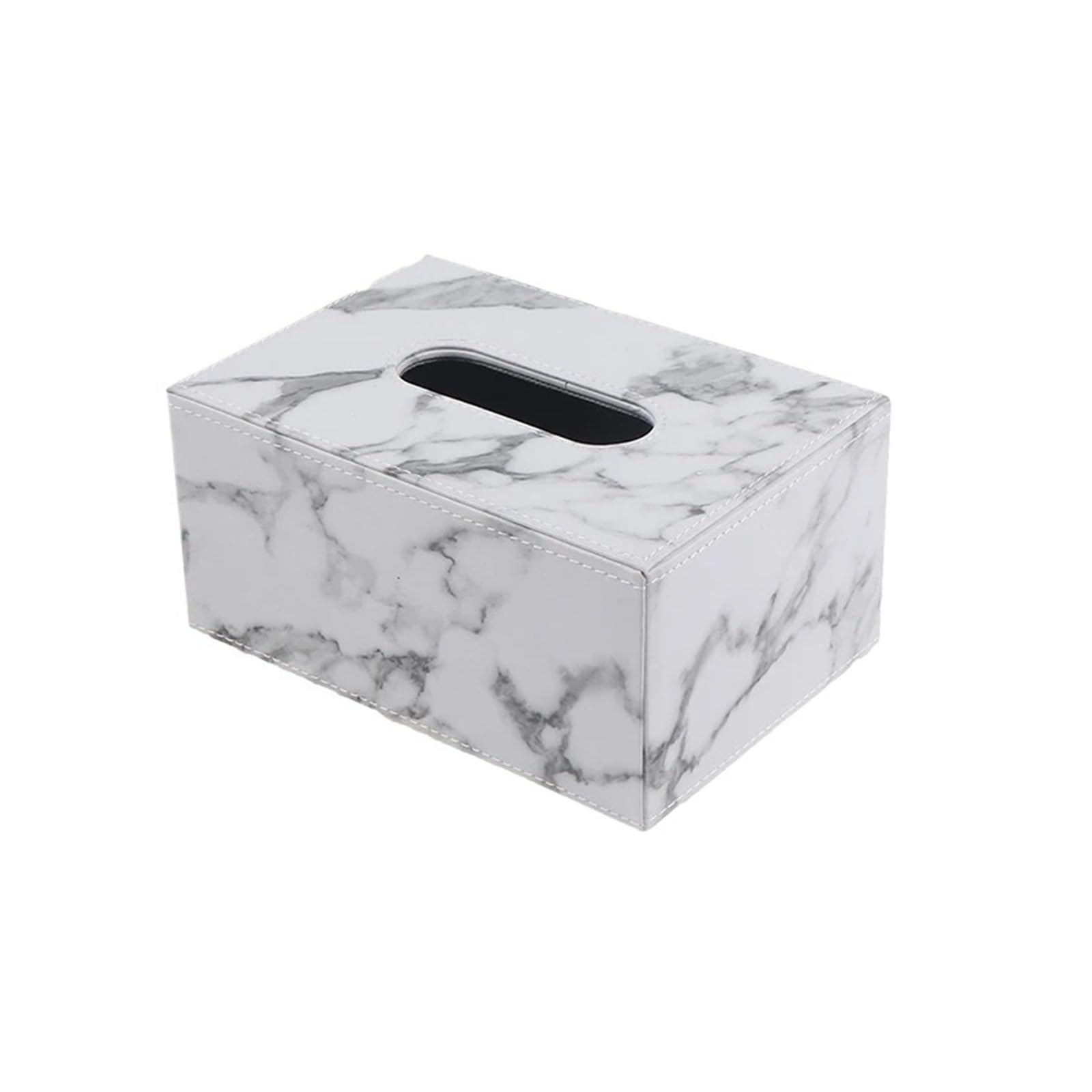 Tissue Box Modern Marble Rectangle Faux Leather Tissue Box Napkin Toilet Paper Holder Case Dispenser Home Decoration(White)
