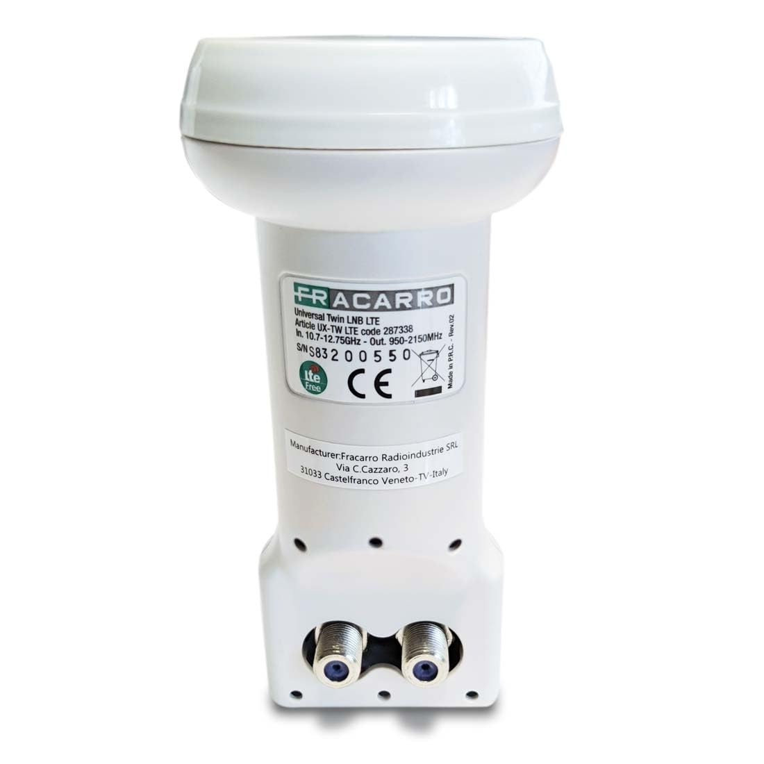 LNB Twin Con 2 Uscite Universali E Filtro LTE Serie UX-TW LTE Fracarro 287338