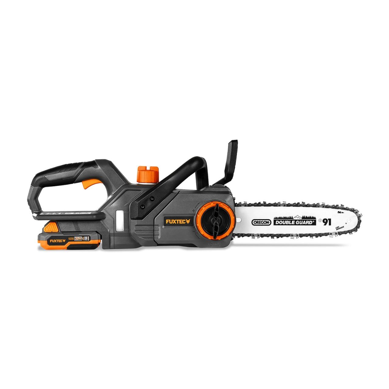 Motosega a batteria 20V FUXTEC FX-E1KS20 – con batteria e caricatore – lunghezza di taglio 24 cm (10 pollici) velocità della catena di 5m/s – leggera e compatta