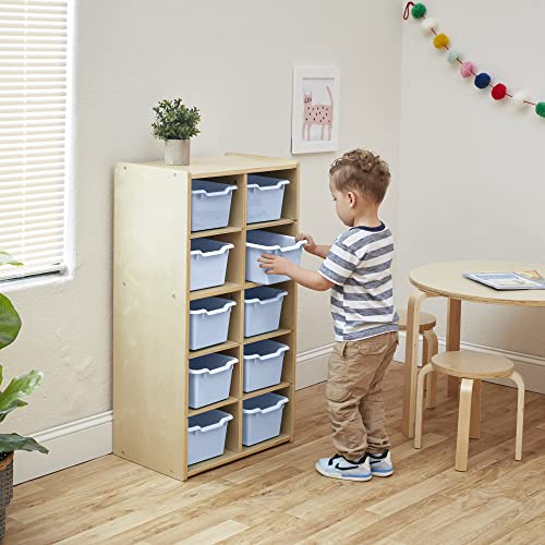 Ecr4Kids Streamline 10 Cubby Tray Cabinet With Scoop Front Storage Bins, 5X2, Classroom Furniture, Powder Blue #TOP5