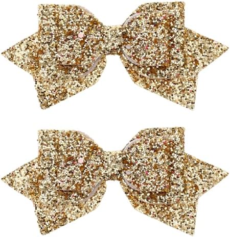 9.5cm Three Layers Glitter Gold Powder Shiny Hair Bows For Hair - Foto 10